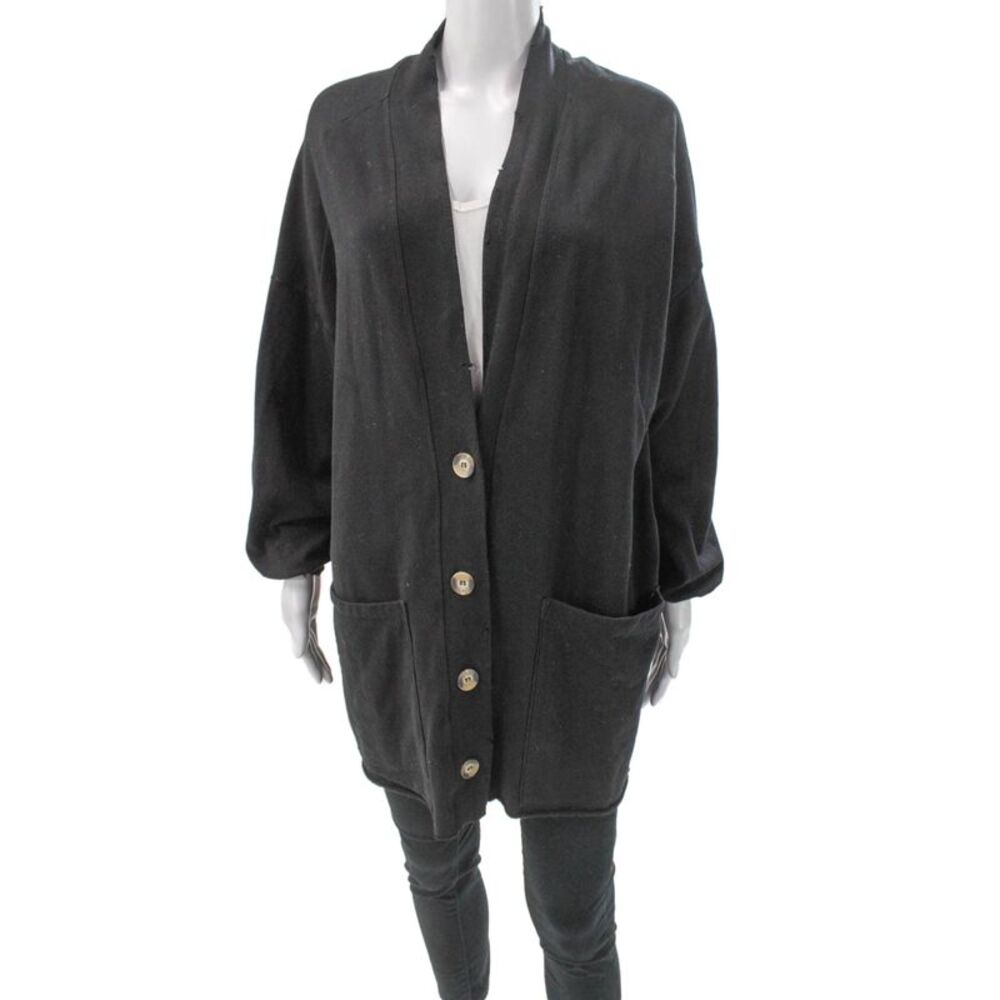Electric & Rose Womens Black V Neck Button Cardigan Long Sleeve Size M